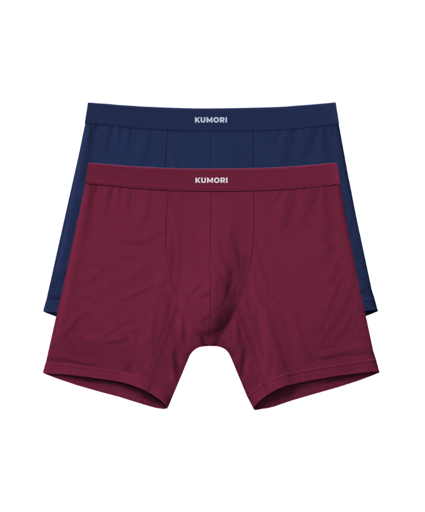 Modal Boxer Briefs 6.5" 2 Pack Maroon & Blue