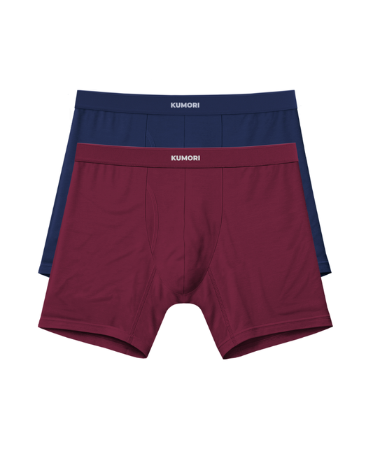 Modal Boxer Briefs 6.5" 2 Pack Maroon & Blue