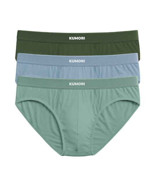 Bamboo Briefs Light Blue, Olive and Mint (3-Pack)