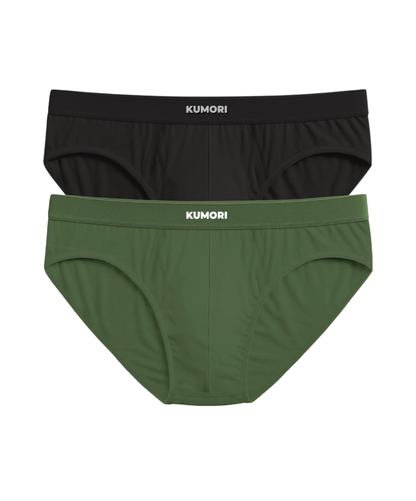 Bamboo Briefs 2 Pack Black & Olive