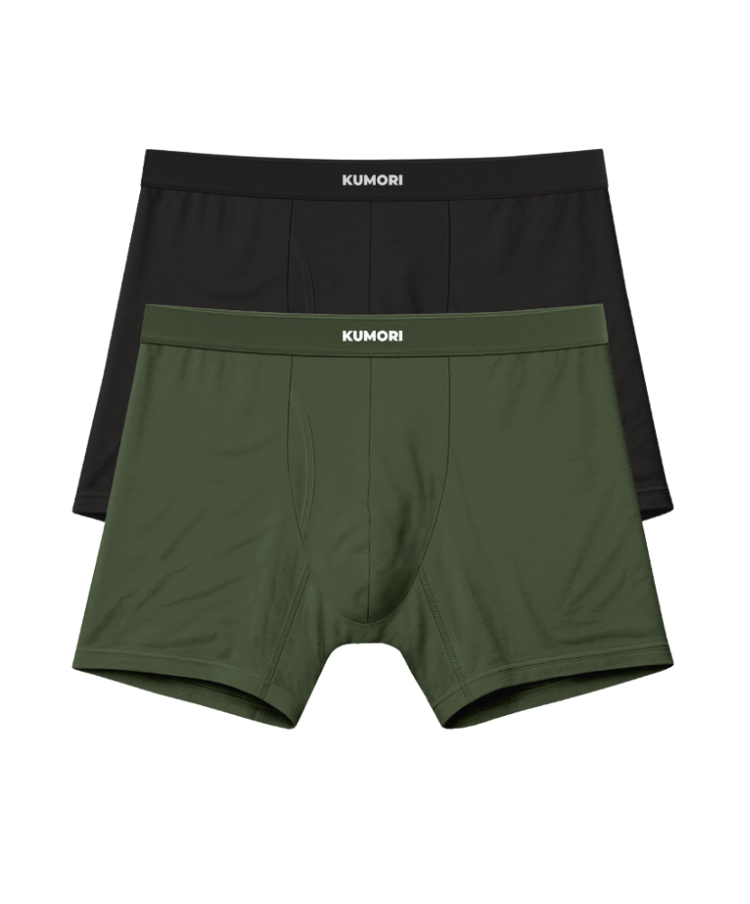 Bamboo Boxer Briefs 2 Pack Black & Olive