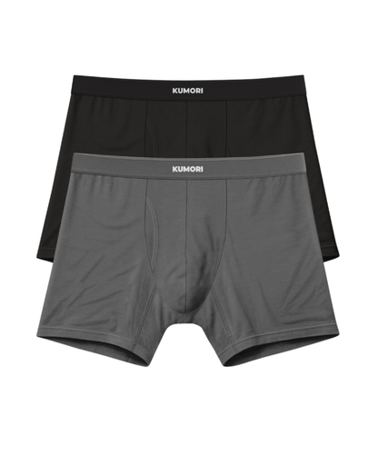 Bamboo Boxer Briefs 2 Pack Black & Grey