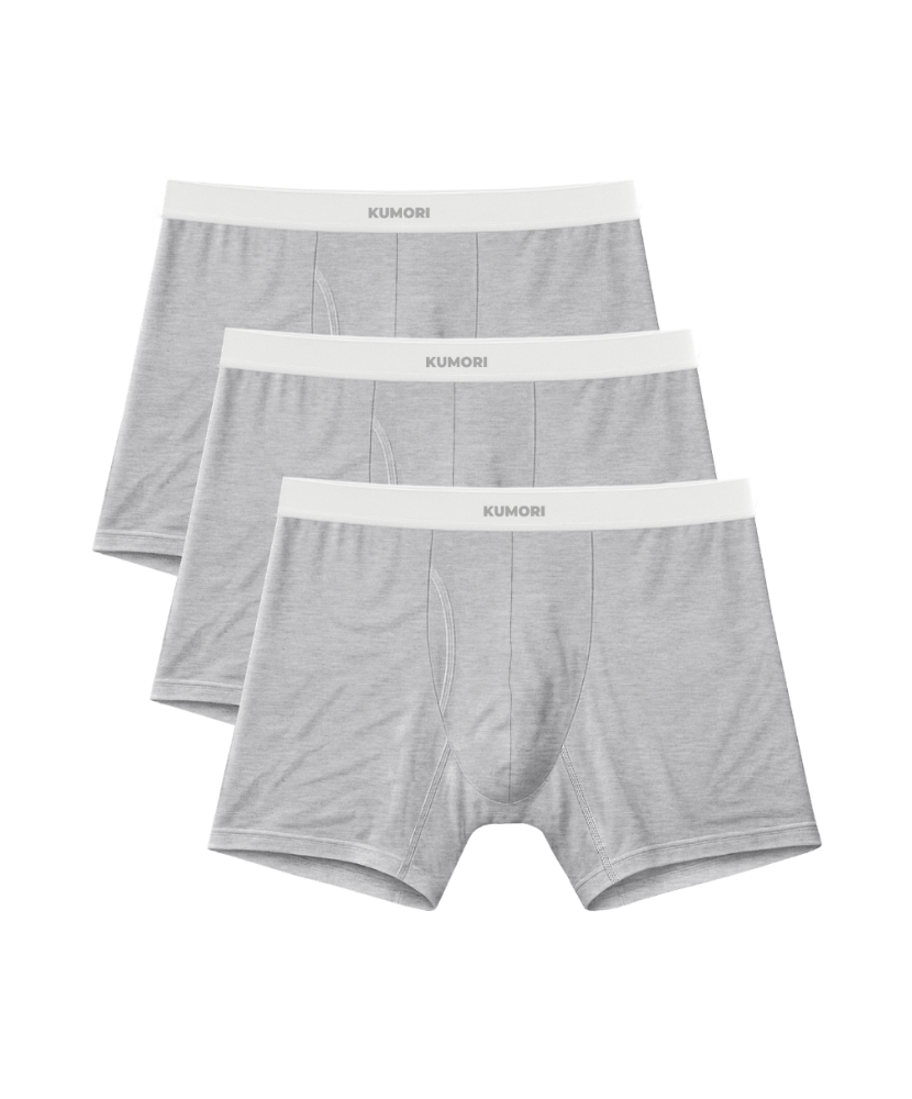 Bamboo Boxer Briefs 5" (3-Pack) Light Heather grey