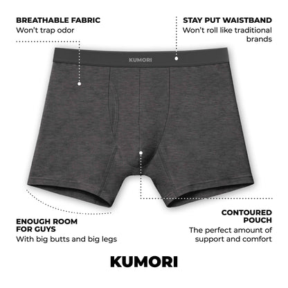 Bamboo Boxer Briefs 2 Pack Black & Grey
